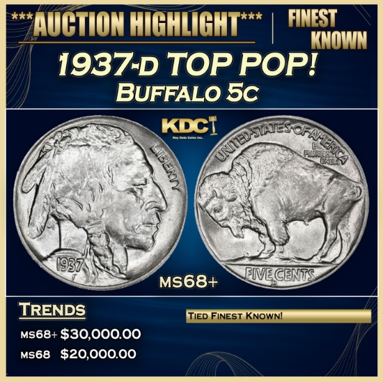 1937-d Buffalo Nickel TOP POP! 5c ms68+ SEGS