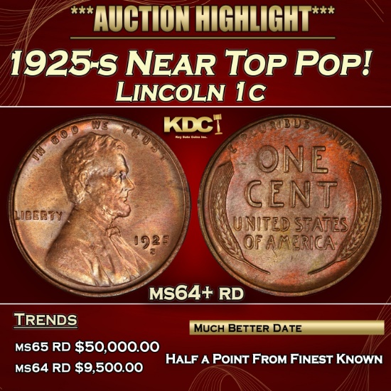1925-s Lincoln Cent Near Top Pop! 1c ms64+ rd SEGS