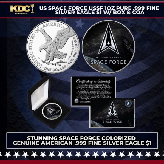 US Space Force USSF 1oz Pure .999 Fine Silver Eagle $1 w/ Box & COA Grades Other Toy