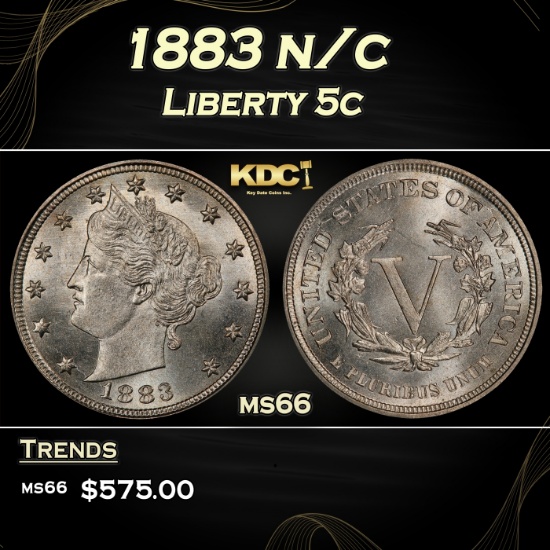 1883 n/c Liberty Nickel 5c Grades ms66