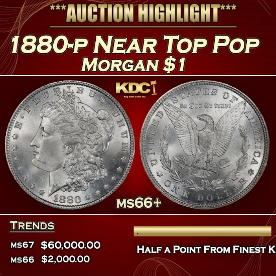 1880-p Morgan Dollar Near Top Pop $1 ms66+ SEGS