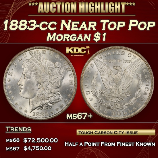 1883-cc Morgan Dollar Near Top Pop $1 ms67+ SEGS