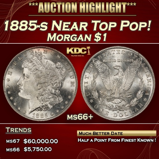 1885-s Morgan Dollar Near Top Pop! $1 ms66+ SEGS