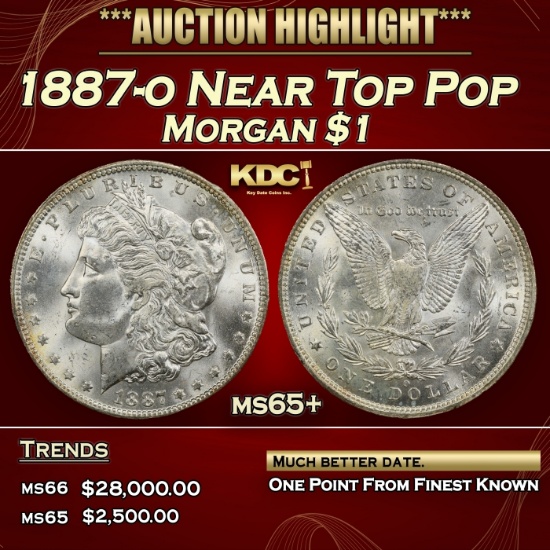 1887-o Morgan Dollar Near Top Pop $1 ms65+ SEGS