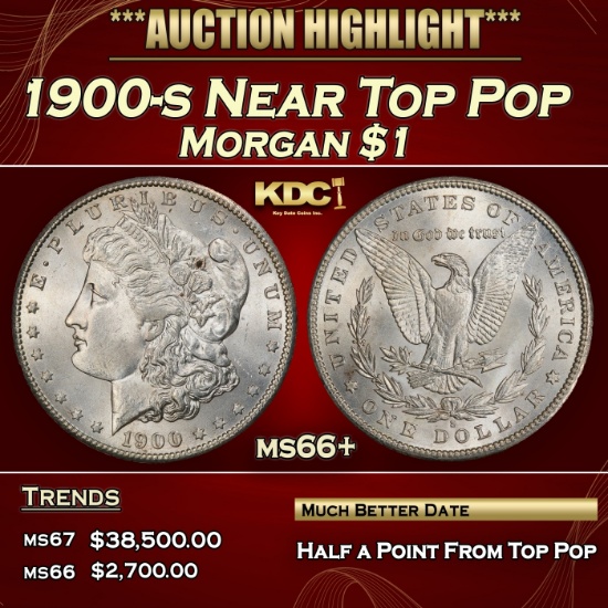 1900-s Morgan Dollar Near Top Pop $1 ms66+ SEGS