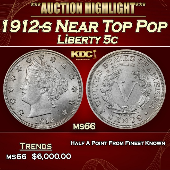 1912-s Liberty Nickel Near Top Pop 5c ms66 SEGS