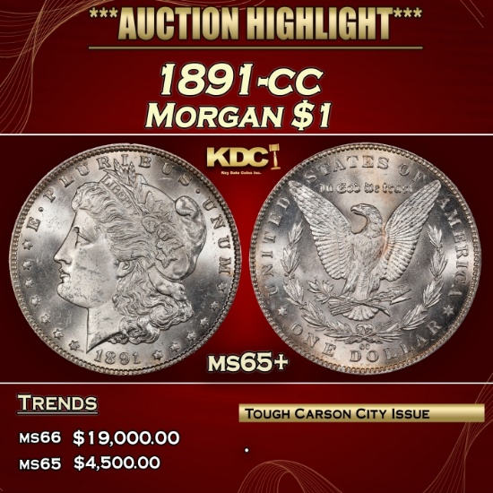 1891-cc Morgan Dollar $1 ms65+ SEGS