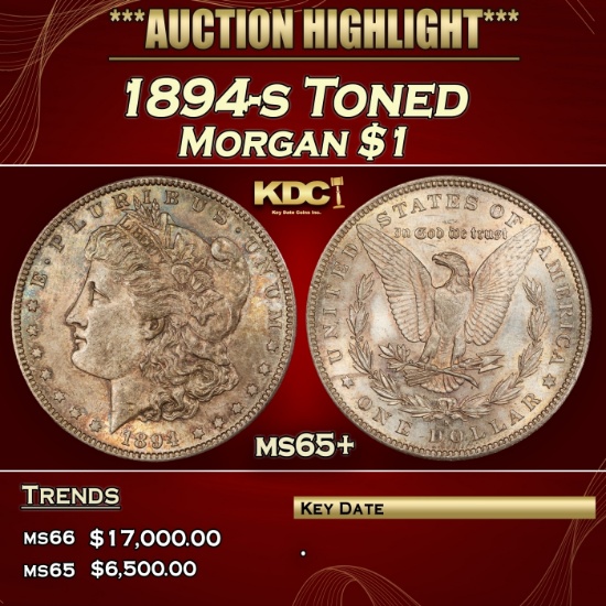 1894-s Morgan Dollar Toned $1 ms65+ SEGS