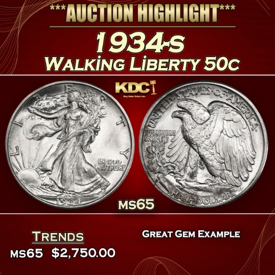 1934-s Walking Liberty Half Dollar 50c ms65 SEGS