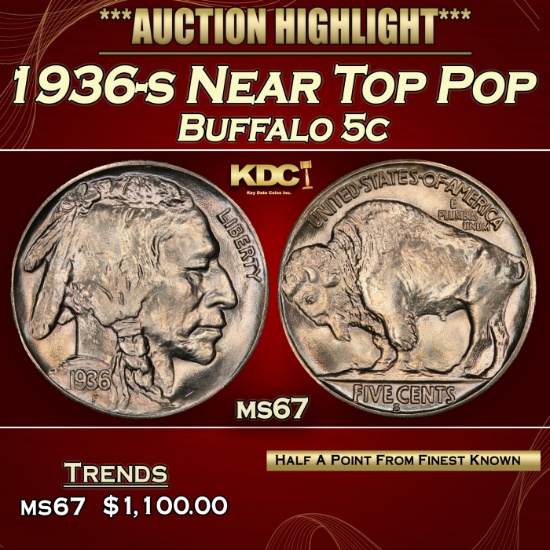 1936-s Buffalo Nickel Near Top Pop 5c ms67 SEGS
