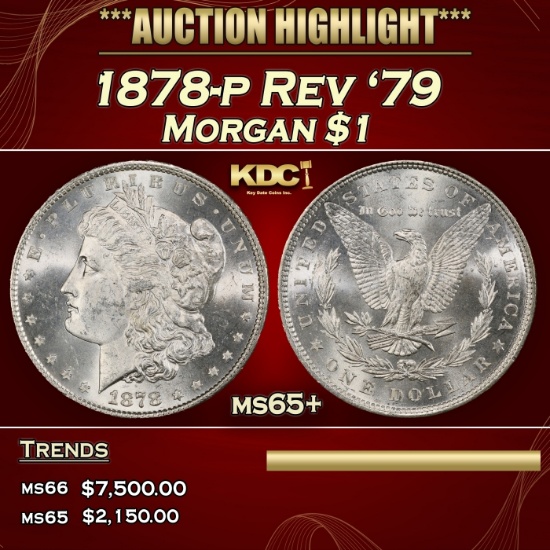 1878-p Rev '79 Morgan Dollar $1 ms65+ SEGS