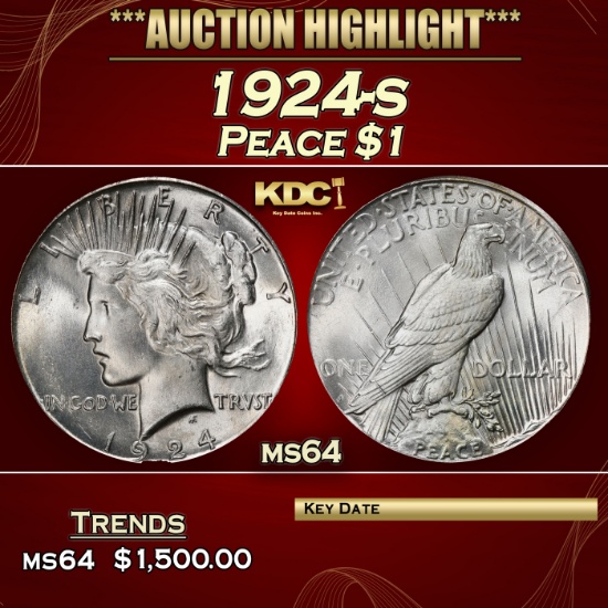 1924-s Peace Dollar $1 ms64 SEGS