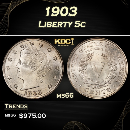 1903 Liberty Nickel 5c ms66 SEGS
