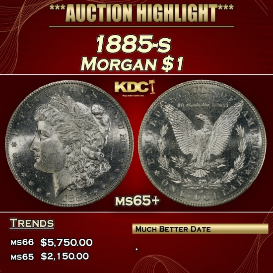 1885-s Morgan Dollar $1 ms65+ SEGS