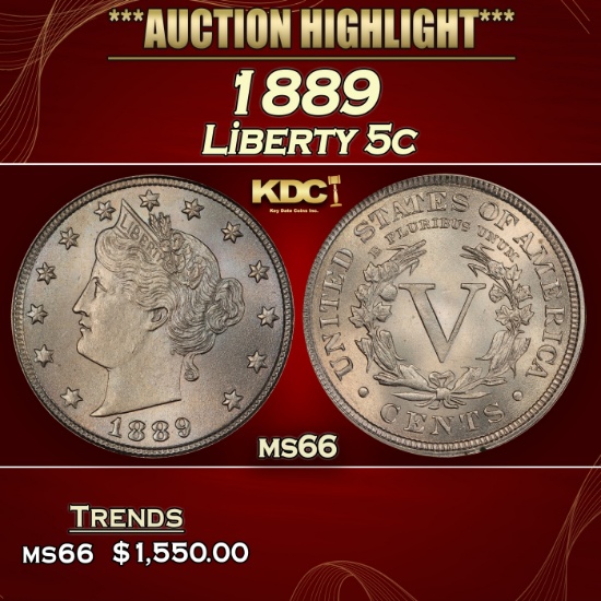 1889 Liberty Nickel 5c ms66 SEGS