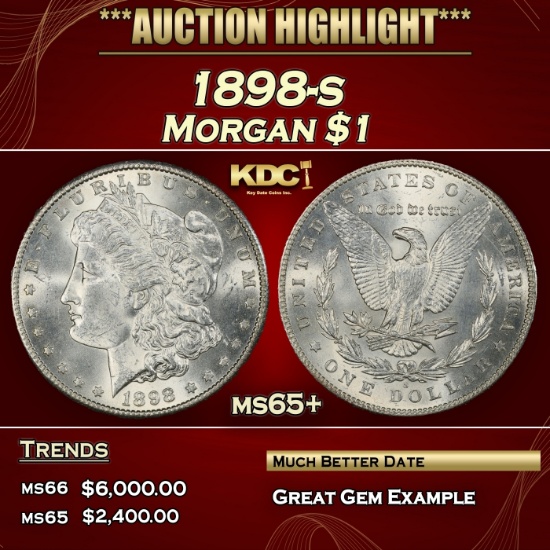 1898-s Morgan Dollar $1 ms65+ SEGS