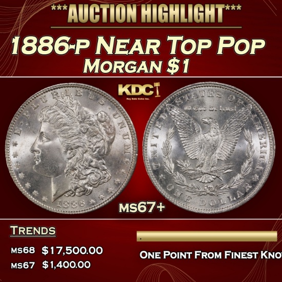 1886-p Morgan Dollar Near Top Pop $1 ms67+ SEGS