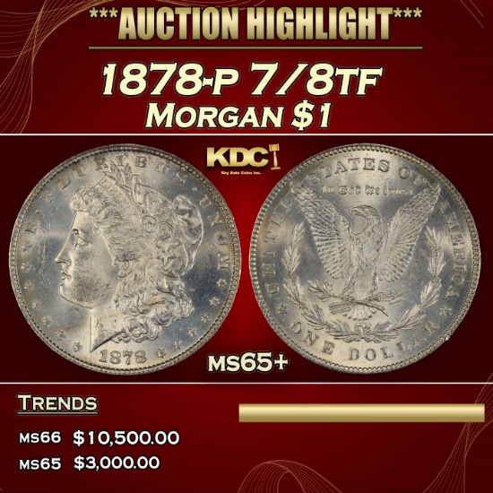1878-p 7/8tf Morgan Dollar $1 ms65+ SEGS