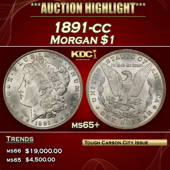 1891-cc Morgan Dollar $1 ms65+ SEGS