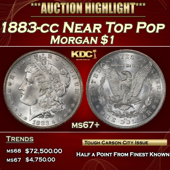 1883-cc Morgan Dollar Near Top Pop $1 ms67+ SEGS