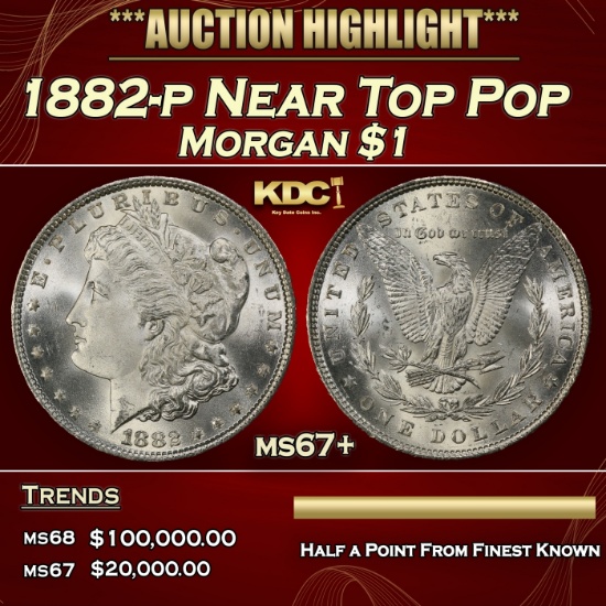 1882-p Morgan Dollar Near Top Pop $1 ms67+ SEGS