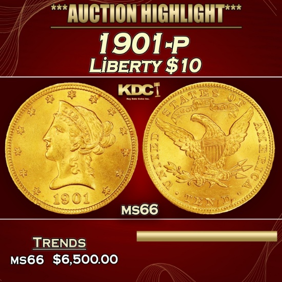 1901-p Gold Liberty Eagle $10 ms66 SEGS