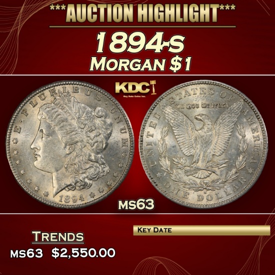 1894-s Morgan Dollar $1 ms63 USCG