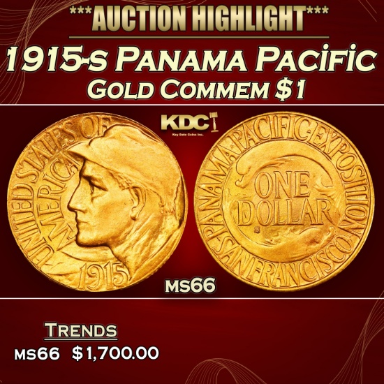 1915-s Panama Pacific Gold Commem Dollar 1 ms66 SEGS