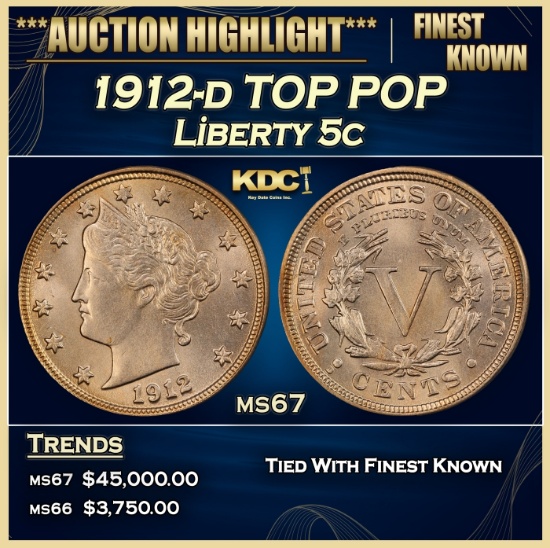 1912-d Liberty Nickel TOP POP 5c ms67 SEGS