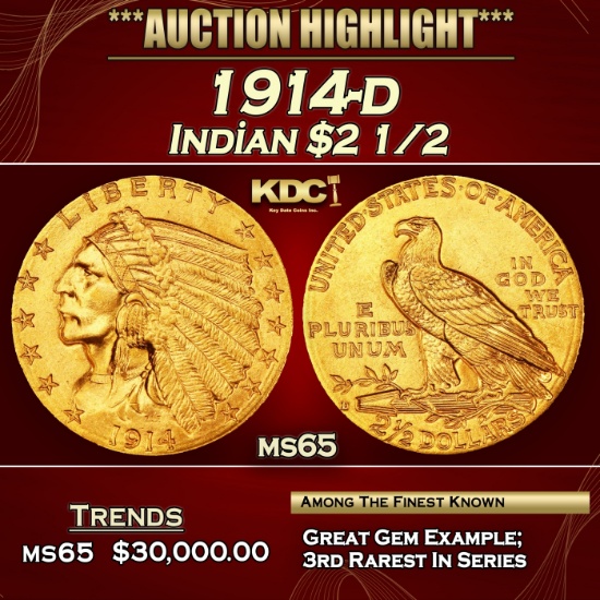 1914-d Gold Indian Quarter Eagle $2 1/2 ms65 SEGS