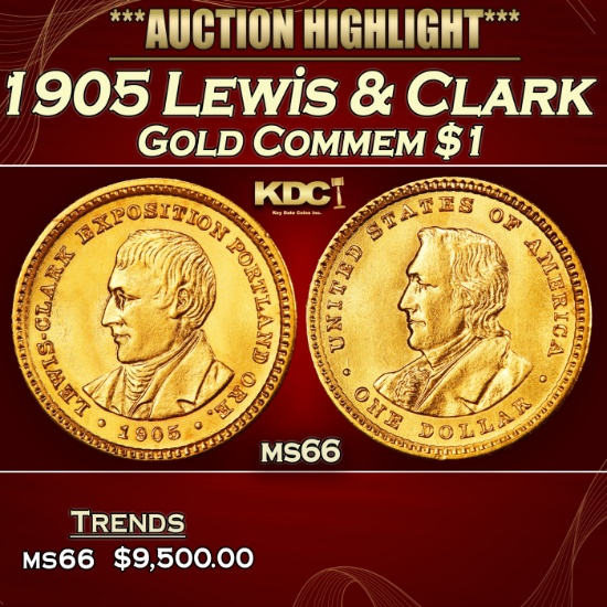 1905 Lewis & Clark Gold Commem Dollar 1 ms66 SEGS