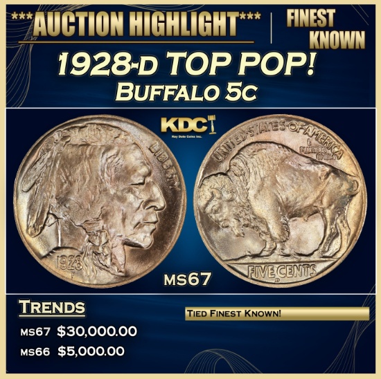 1928-d Buffalo Nickel TOP POP! 5c ms67 SEGS