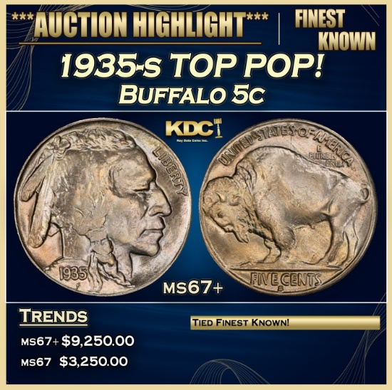 1935-s Buffalo Nickel TOP POP! 5c ms67+ SEGS