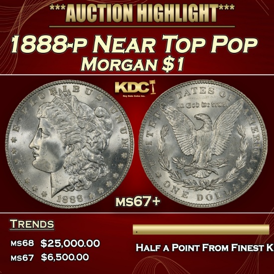 1888-p Morgan Dollar Near Top Pop $1 ms67+ SEGS