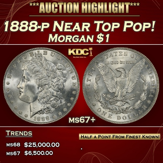 1888-p Morgan Dollar Near Top Pop! $1 ms67+ SEGS