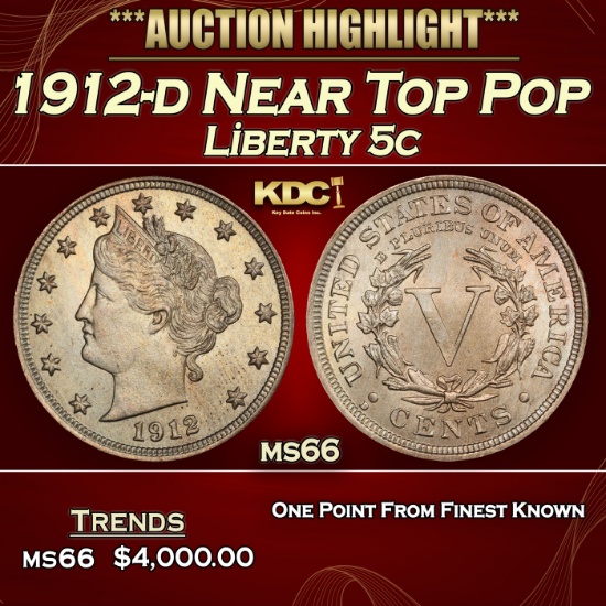 1912-d Liberty Nickel Near Top Pop 5c ms66 SEGS