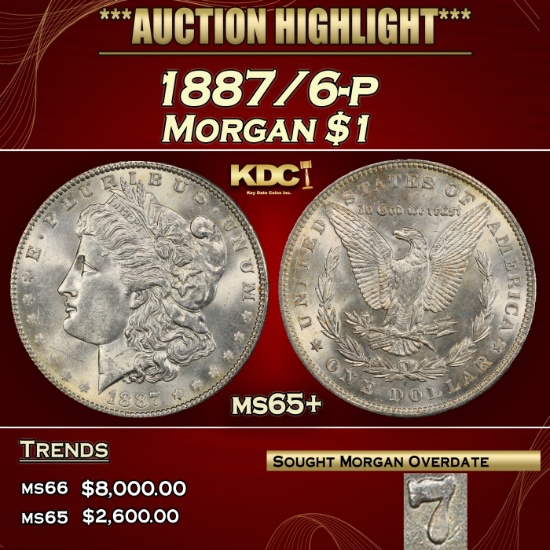 1887/6-p Morgan Dollar $1 ms65+ SEGS