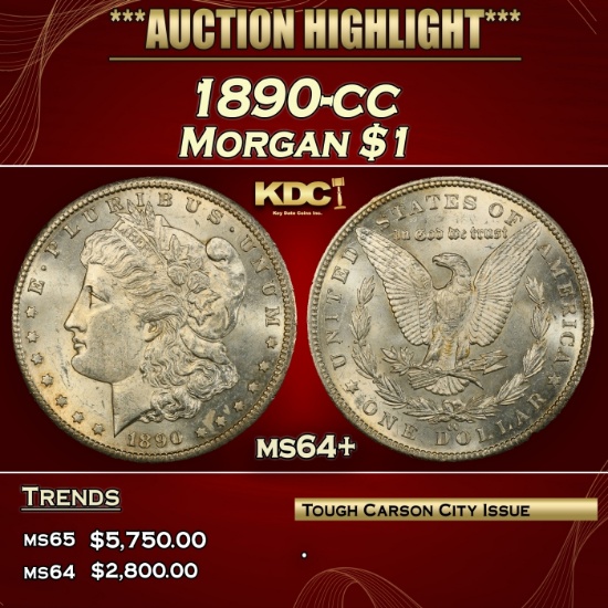 1890-cc Morgan Dollar $1 ms64+ SEGS