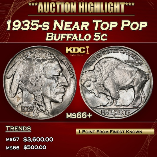 1935-s Buffalo Nickel Near Top Pop 5c ms66+ SEGS