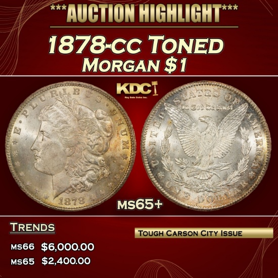1878-cc Morgan Dollar Toned $1 ms65+ SEGS