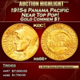 1915-s Panama Pacific Gold Commem Dollar Near Top Pop! 1 ms66+ SEGS