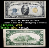 1934A $10 Silver Certificate North Africa WWII Emergency Currency Grades xf