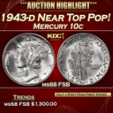 1943-d Mercury Dime Near Top Pop! 10c ms68 FSB SEGS
