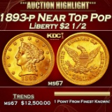 1893-p Gold Liberty Quarter Eagle Near Top Pop $2 1/2 ms67 SEGS