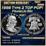 1956 Type 2 Proof Franklin Half Dollar TOP POP! 50c pr69 DCAM SEGS