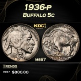 1936-p Buffalo Nickel 5c ms67 SEGS