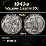 1943-s Walking Liberty Half Dollar 50c Grades GEM+ Unc
