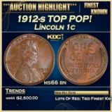 1912-s Lincoln Cent TOP POP! 1c ms66 bn SEGS