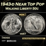 1943-d Walking Liberty Half Dollar Near Top Pop 50c ms67 SEGS