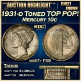 1931-d Mercury Dime Toned TOP POP! 10c ms67+ FSB SEGS